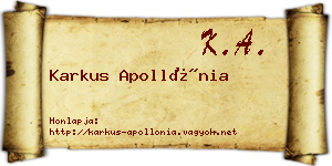 Karkus Apollónia névjegykártya